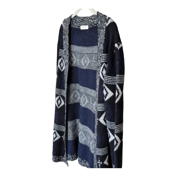 Elodie Sz S Open Front Knit Longline Cardigan Sweater Aztec Y2k Momcore Basic - Picture 4 of 7